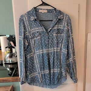 Blue Patterned Women's Top